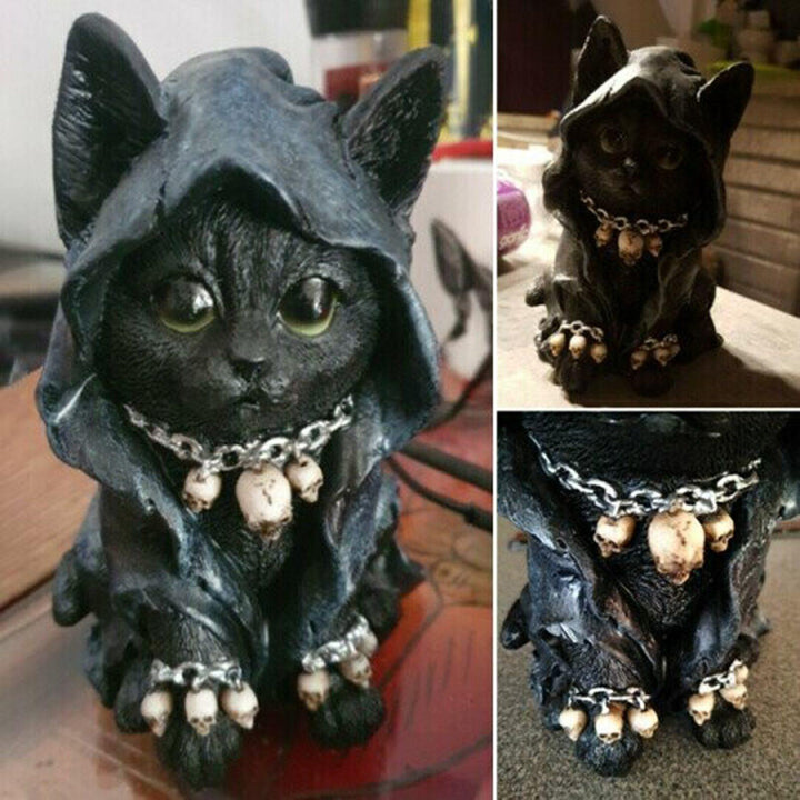 Harz Svart Katt Statue Dekor | Luvikno