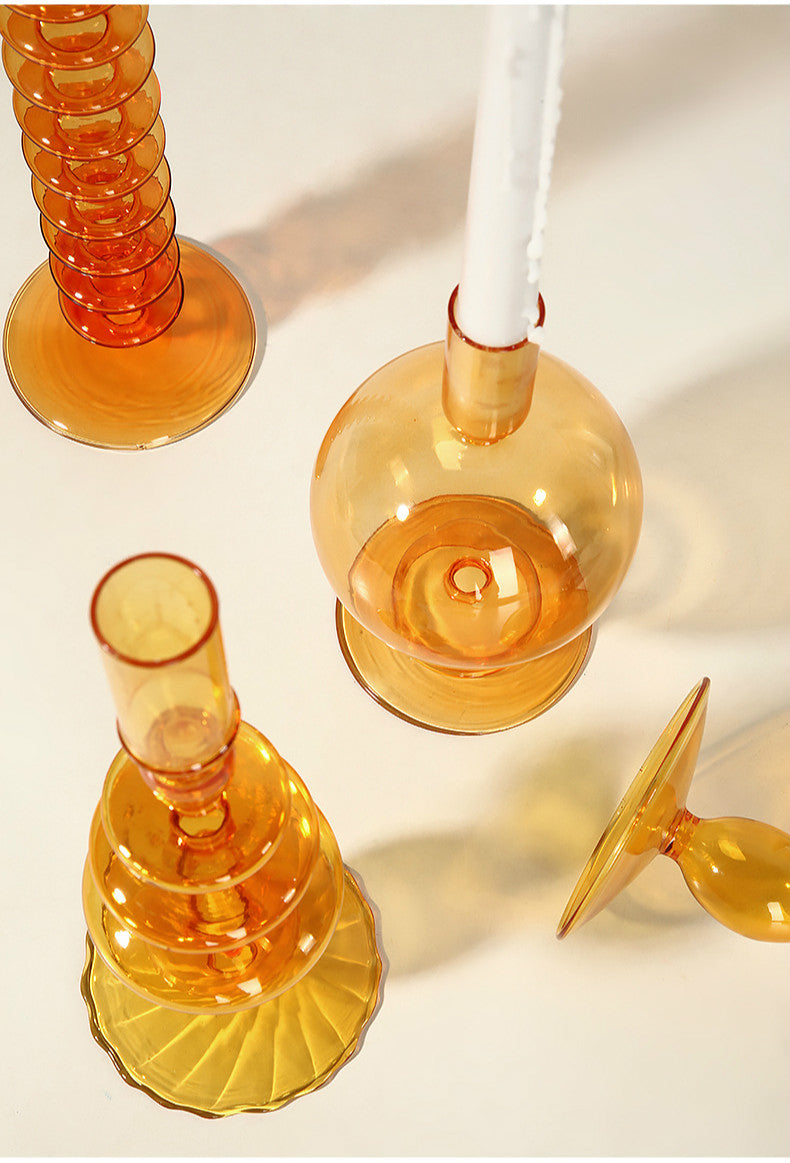 Moderne Glass Kandelaber-Orange | Luvikno