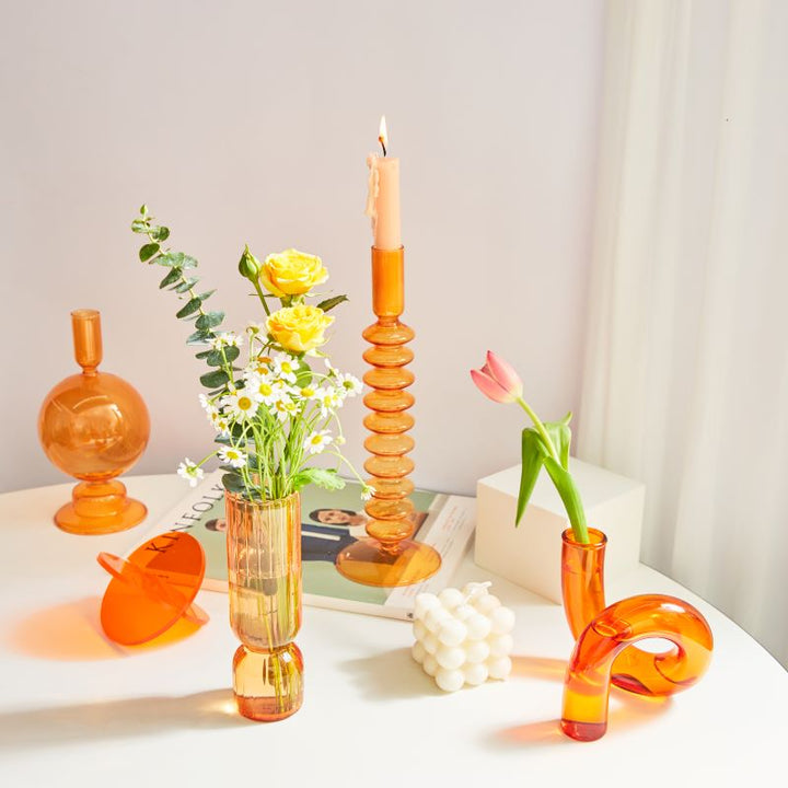 Moderne Glass Kandelaber-Orange | Luvikno