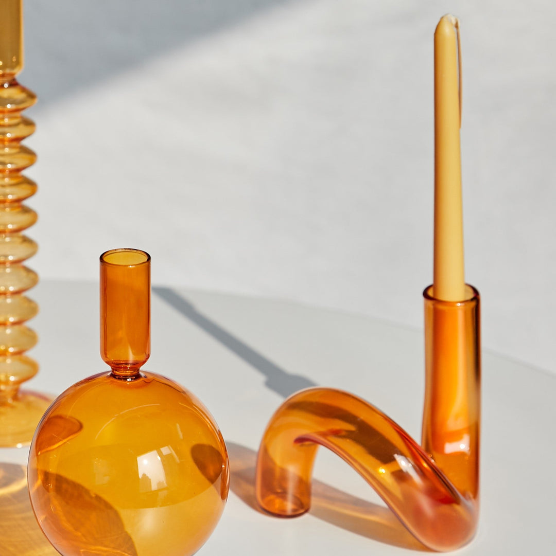 Moderne Glass Kandelaber-Orange | Luvikno