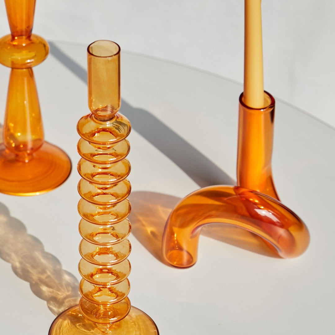 Moderne Glass Kandelaber-Orange | Luvikno