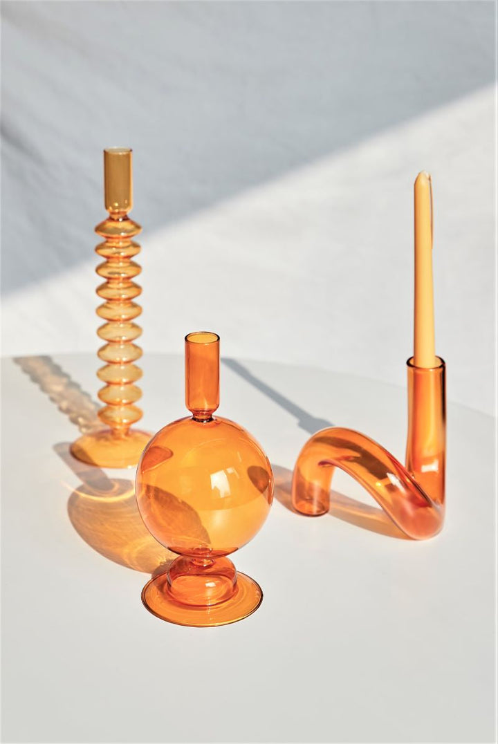 Moderne Glass Kandelaber-Orange | Luvikno