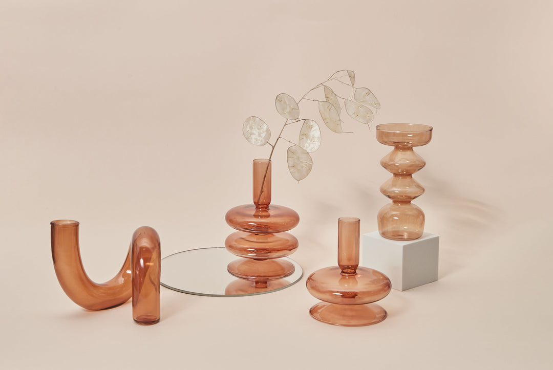 Moderne Glass Lysestake-Brun | Luvikno