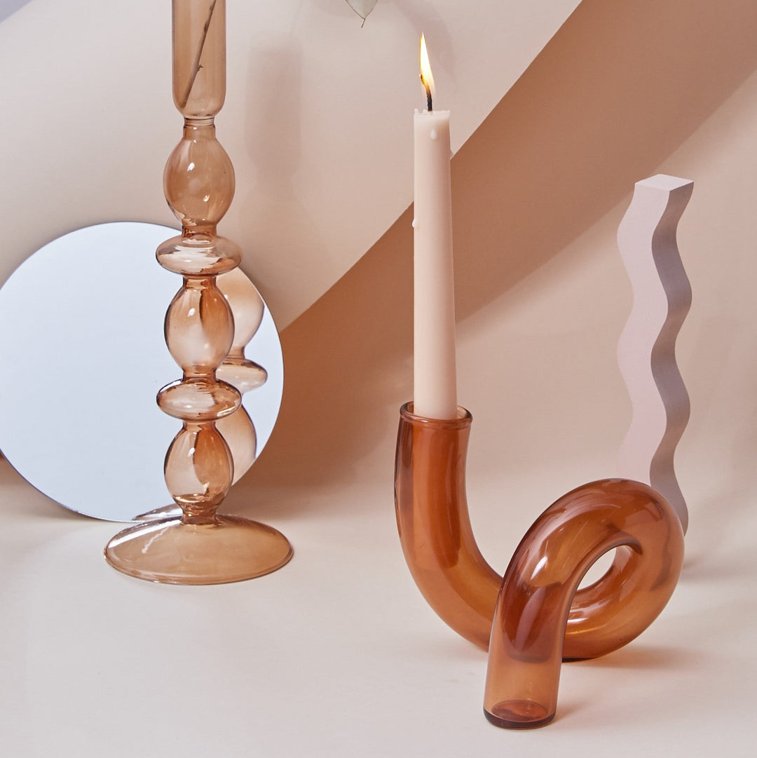 Moderne Glass Lysestake-Brun | Luvikno