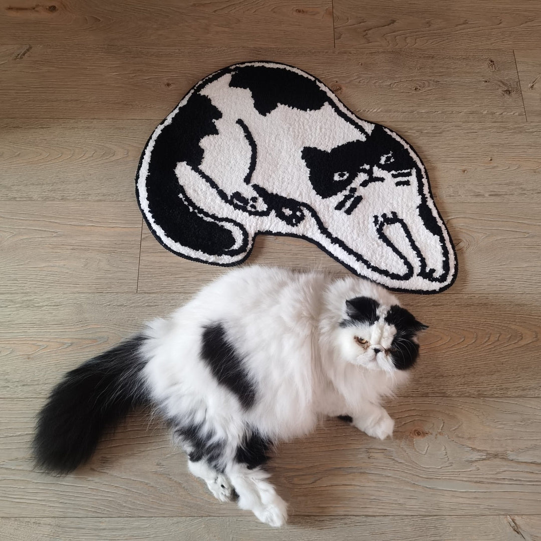 Svart & Hvit Katt Badematte | Luvikno