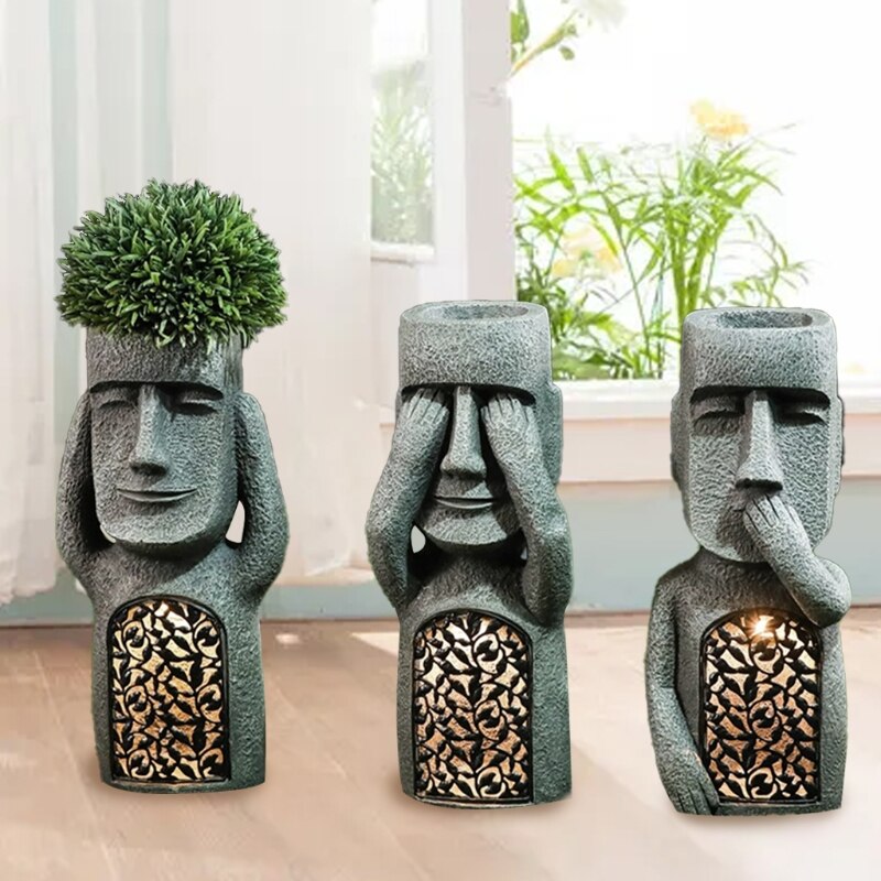 Easter Island Statue Garden Flower Pot | Luvikno