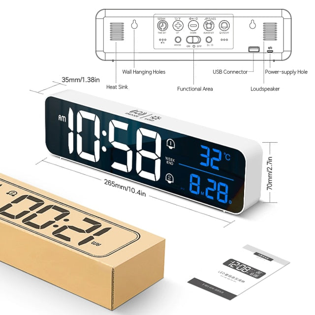 Smart Digital LED Musikk Alarm Temperatur Klokke | Luvikno