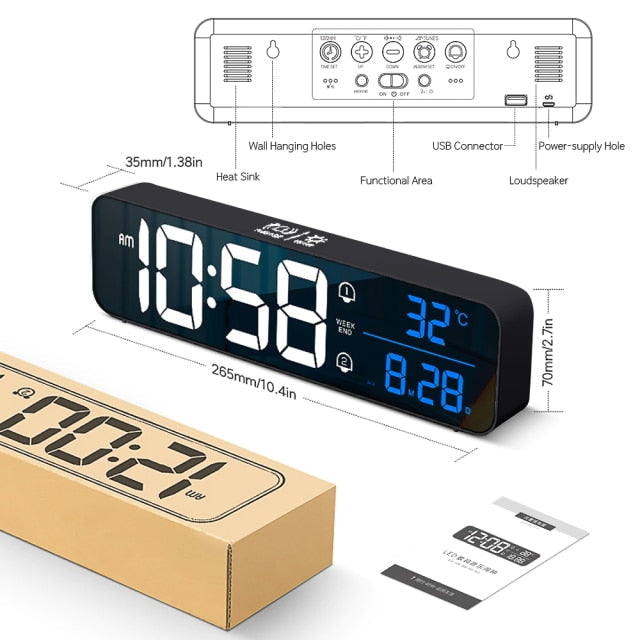 Smart Digital LED Musikk Alarm Temperatur Klokke | Luvikno