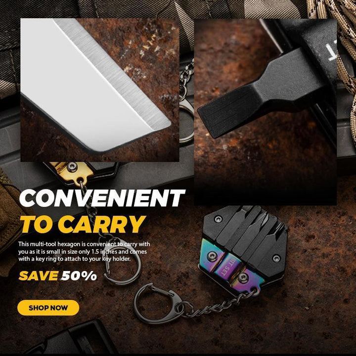 Multifunksjonelt Sechsagonal Utendørs EDC Overlevelsesverktøy | Luvikno