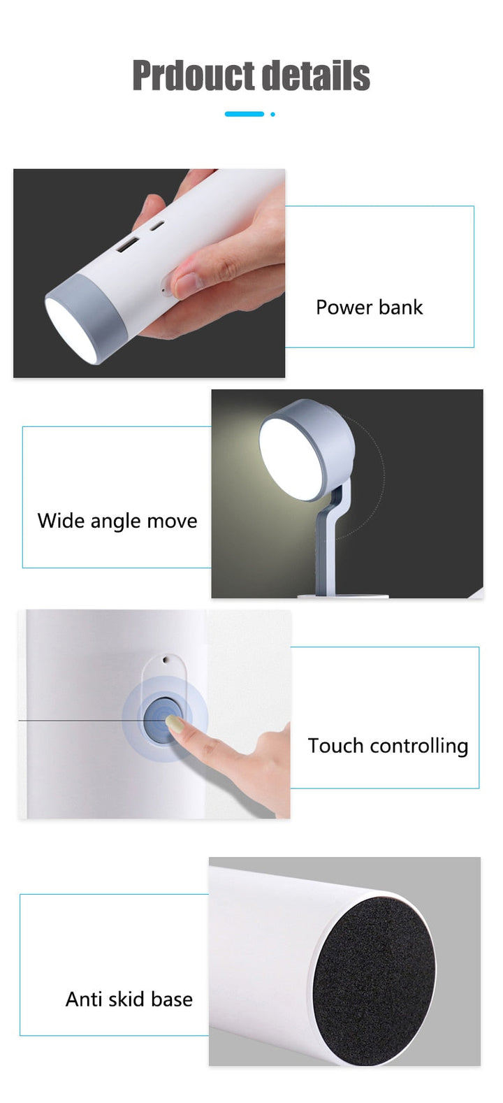 LED Mini Oppladbar Power Bank Skrivebord Lampe | Luvikno