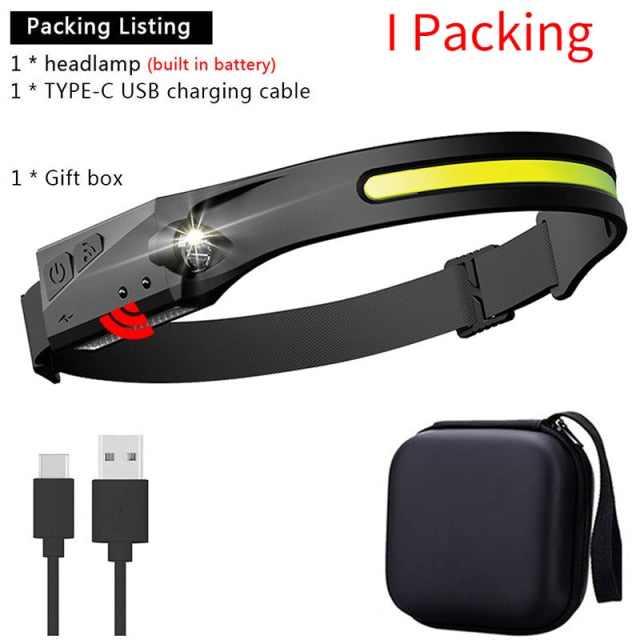 Oppladbar LED-sensor USB-hodelykt | Luvikno