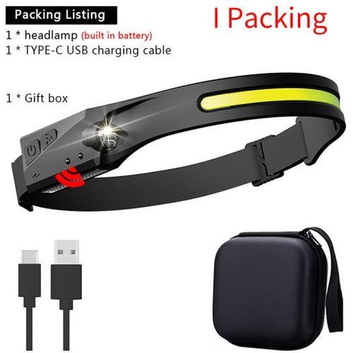 Oppladbar LED-sensor USB-hodelykt | Luvikno