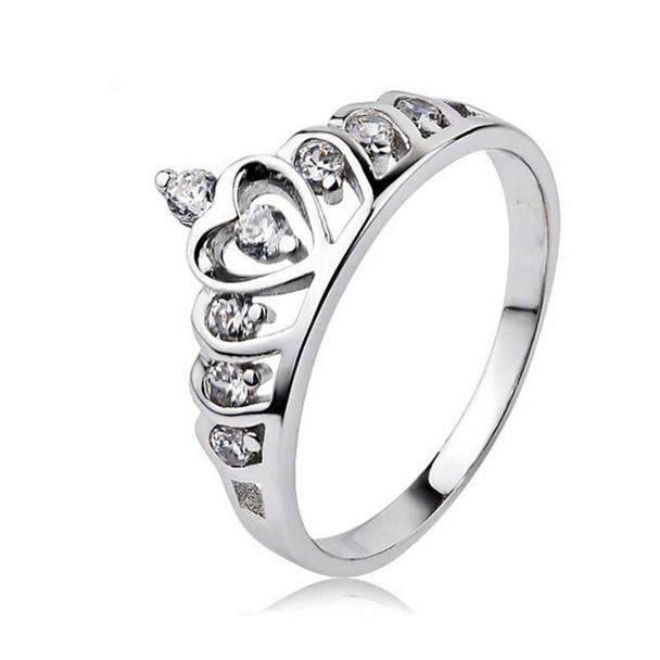 Sølv Prinsesse Krone 925 Østerriksk Krystall Ring | Luvikno