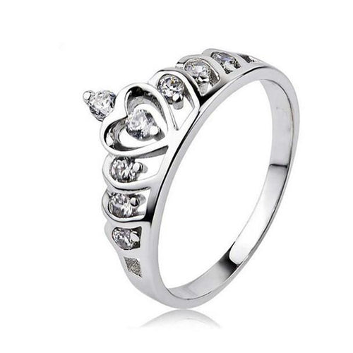 Sølv Prinsesse Krone 925 Østerriksk Krystall Ring | Luvikno