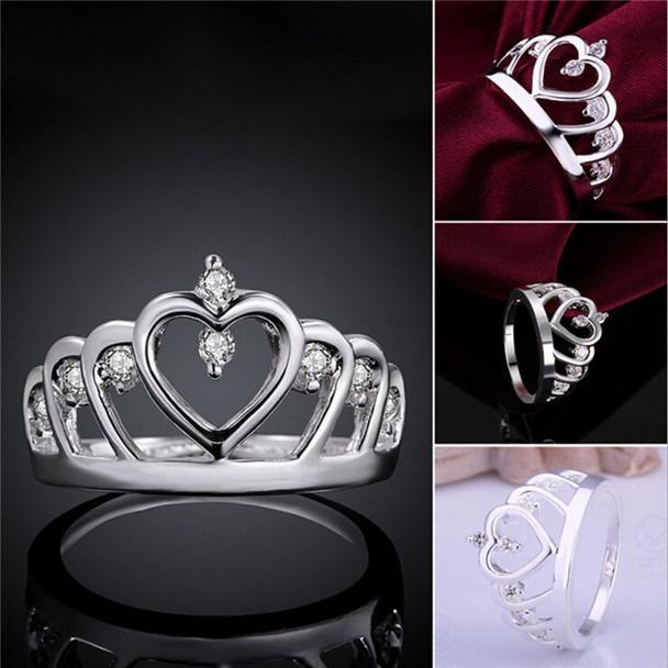 Sølv Prinsesse Krone 925 Østerriksk Krystall Ring | Luvikno