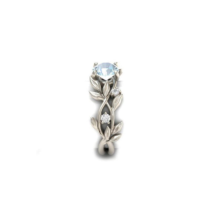 Vine Leaf Crystal Flower Vintage Ring | Luvikno