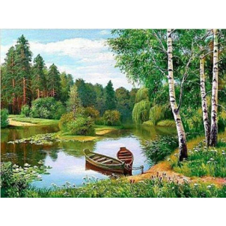 Rodbåter på innsjøen - GemPaint sett | Luvikno