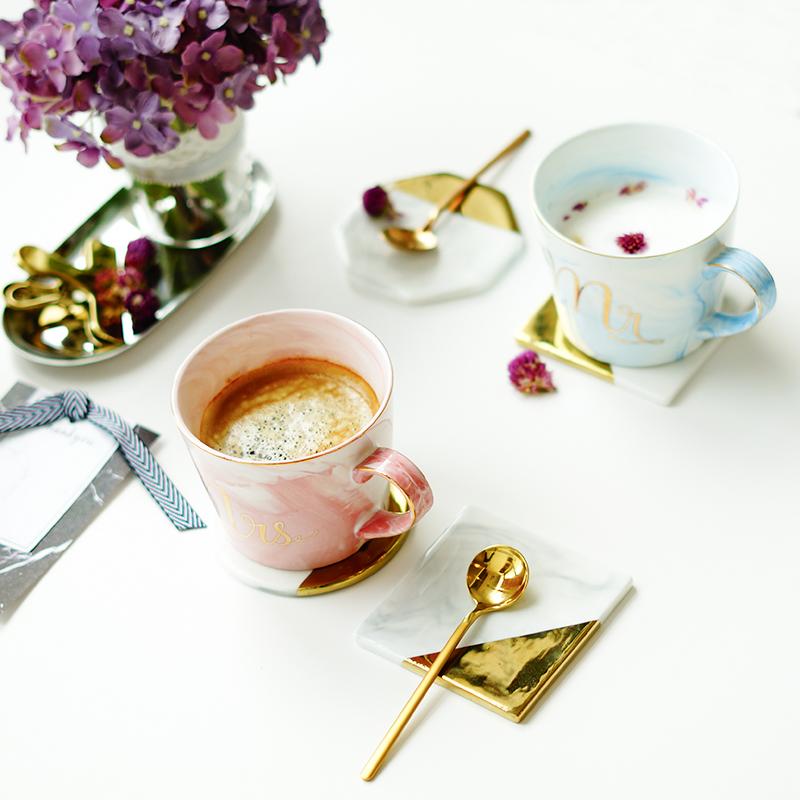 Marmor Porselen Hr & Fru Kaffe Kopper | Luvikno