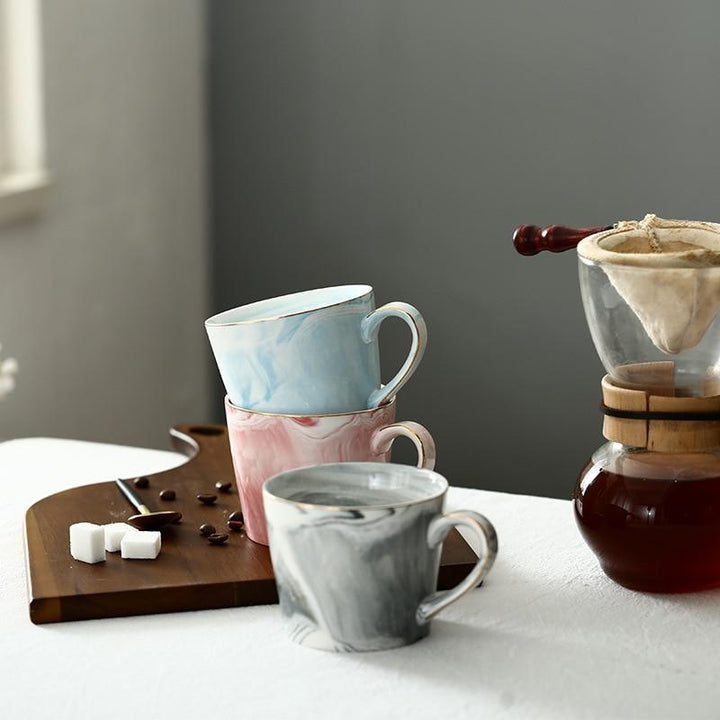 Marmor Porselen Hr & Fru Kaffe Kopper | Luvikno
