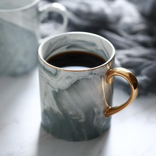 Gullkantet Marmor Kaffekopp | Luvikno