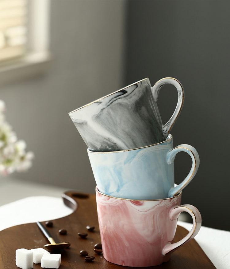 Marmor Porselen Hr & Fru Kaffe Kopper | Luvikno