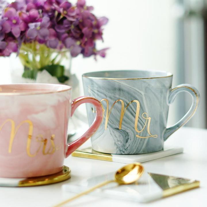 Marmor Porselen Hr & Fru Kaffe Kopper | Luvikno