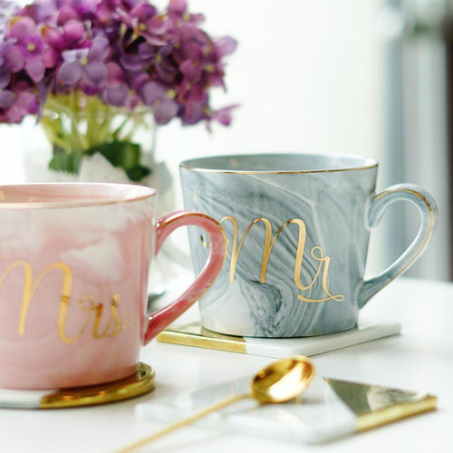 Marmor Porselen Hr & Fru Kaffe Kopper | Luvikno