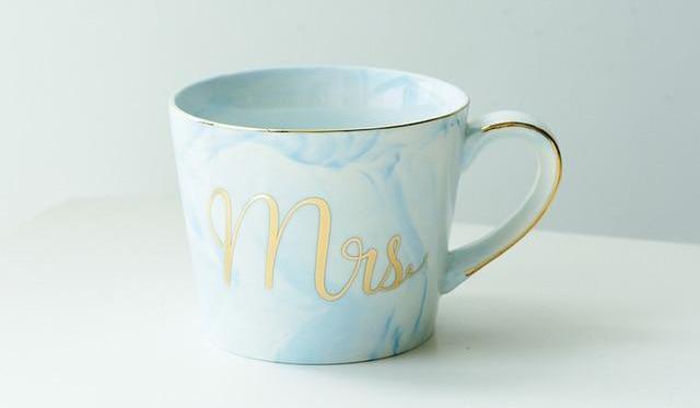 Marmor Porselen Hr & Fru Kaffe Kopper | Luvikno