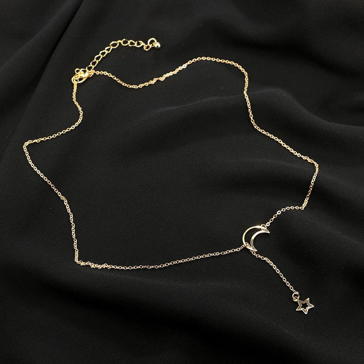 Moon & Star Hengende Drop Halskjede | Luvikno