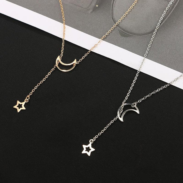 Moon & Star Hengende Drop Halskjede | Luvikno