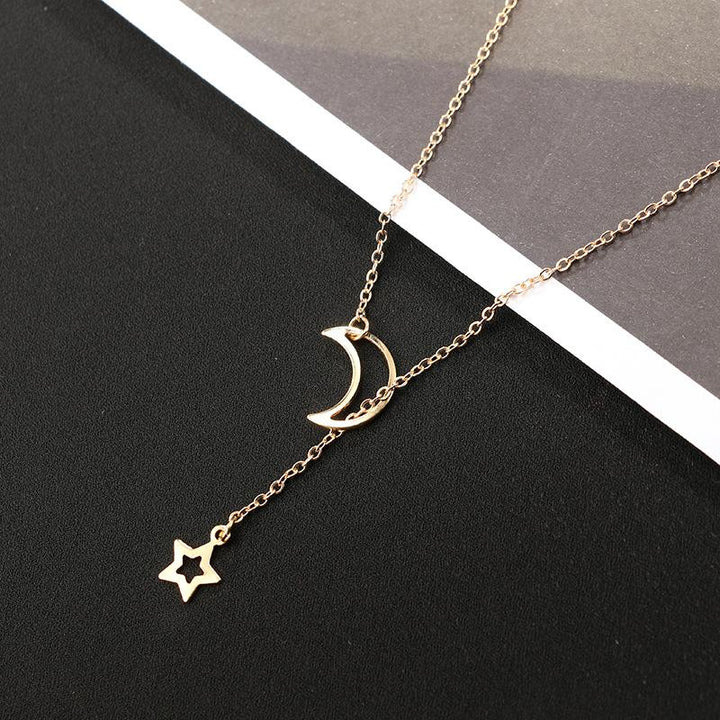Moon & Star Hengende Dråpe Halskjede | Luvikno