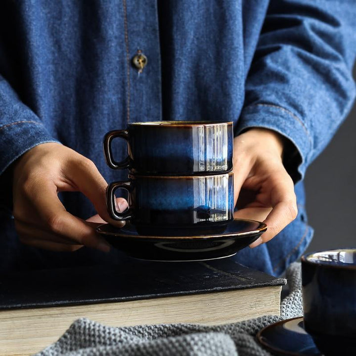 Cat Eye Blue Ceramic Mug | Luvikno