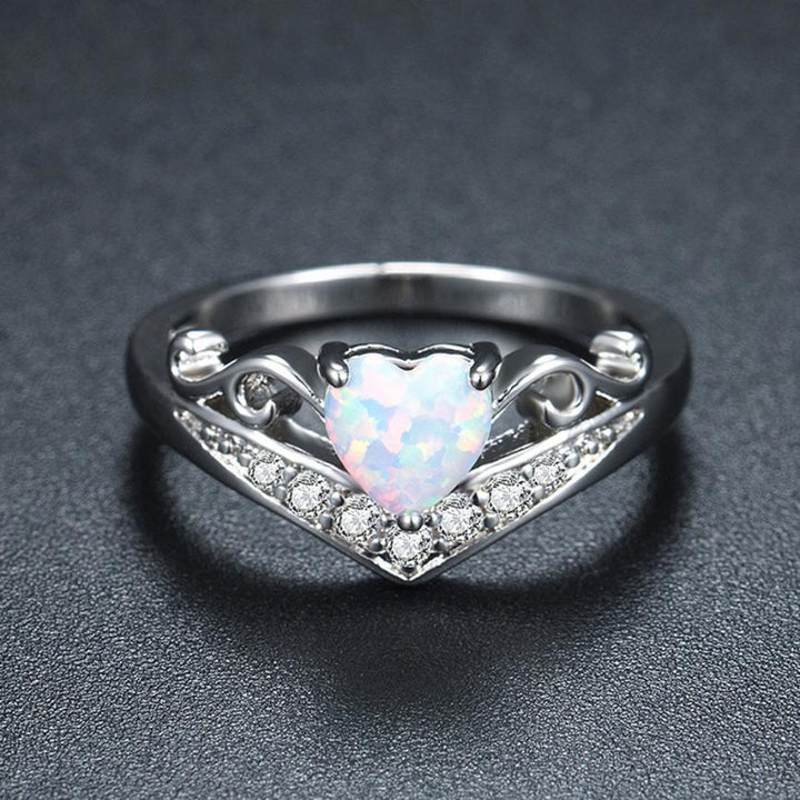 Oval Cut Heart Fire Opal Ring | Luvikno