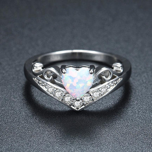 Oval Cut Heart Fire Opal Ring | Luvikno