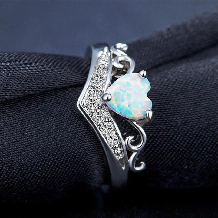 Oval Cut Heart Fire Opal Ring | Luvikno