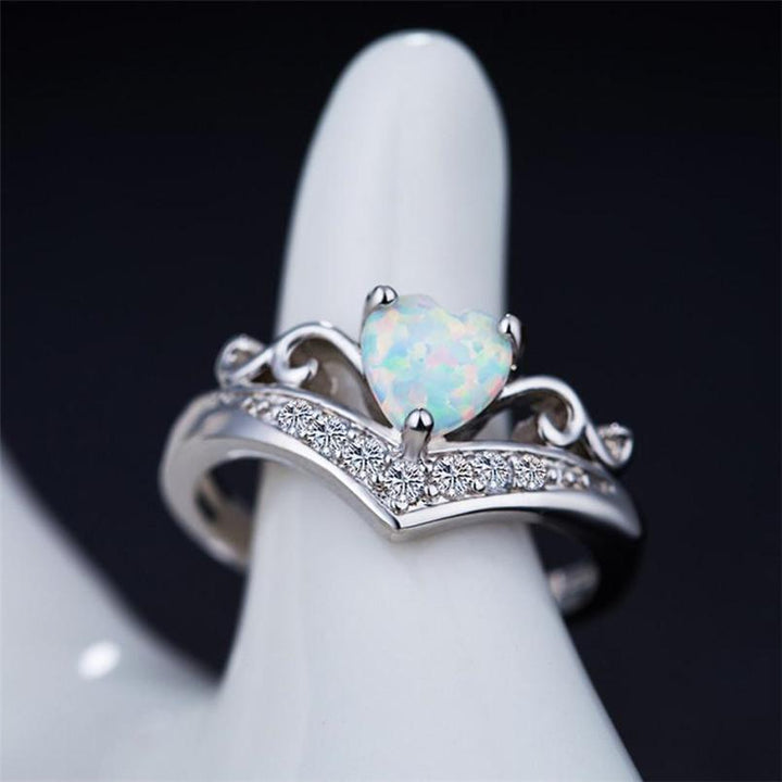 Oval Cut Heart Fire Opal Ring | Luvikno