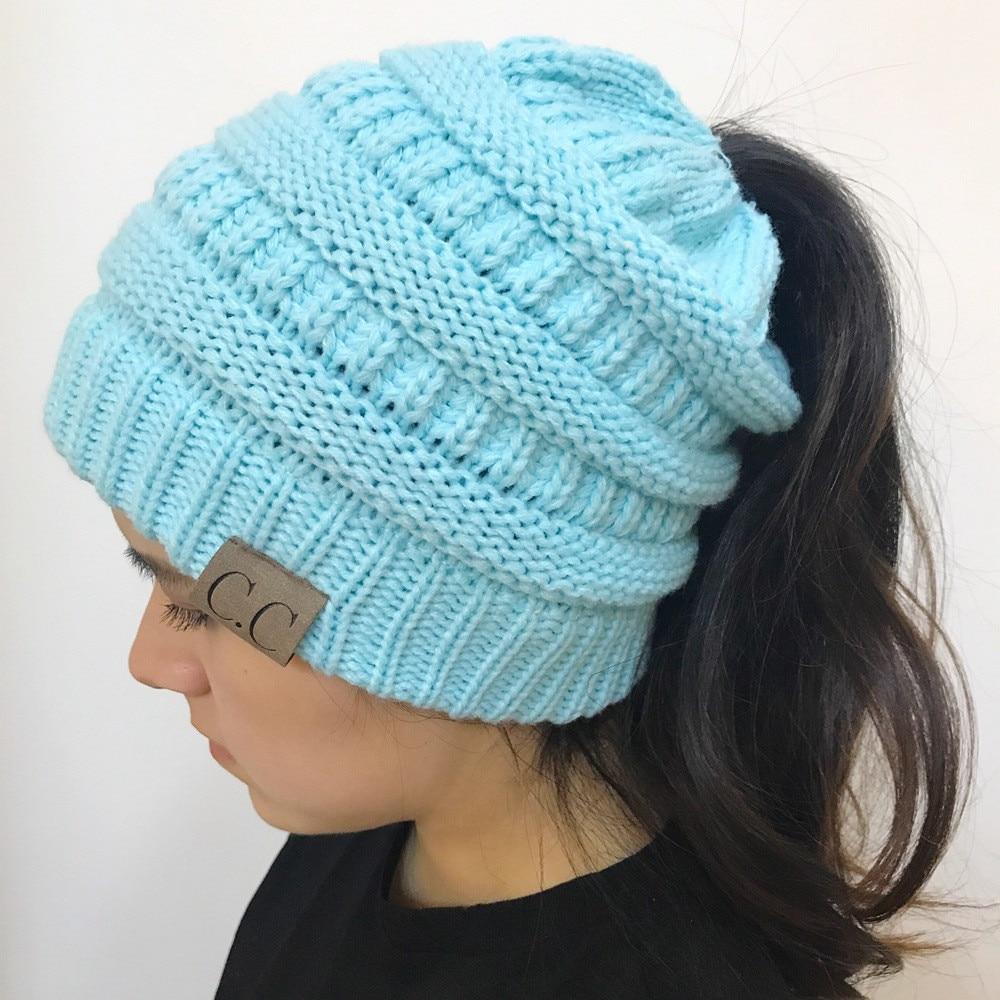 Soft Knit Ponytail Beanie Hat | Luvikno