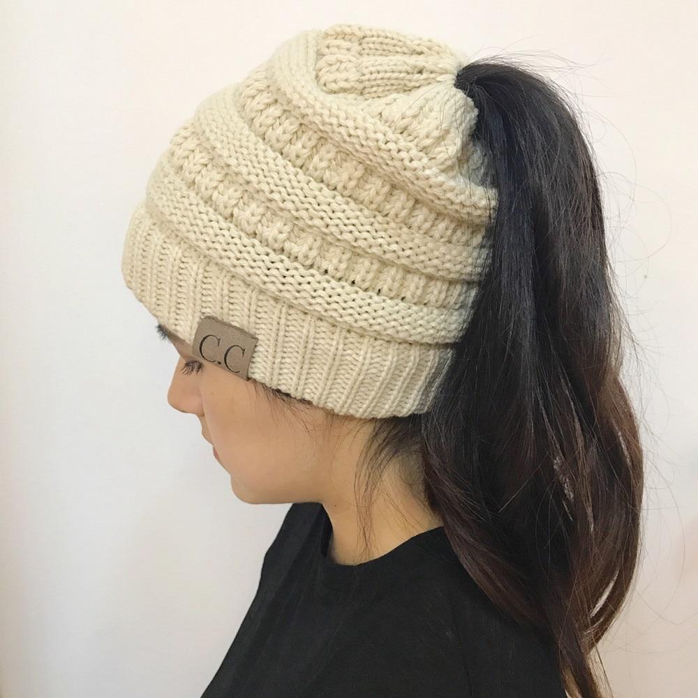 Soft Knit Ponytail Beanie Hat | Luvikno