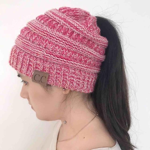 Soft Knit Ponytail Beanie Hat | Luvikno