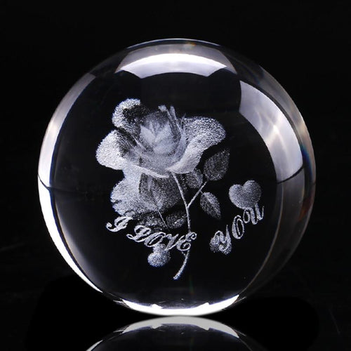 3D Rose Crystal Ball 