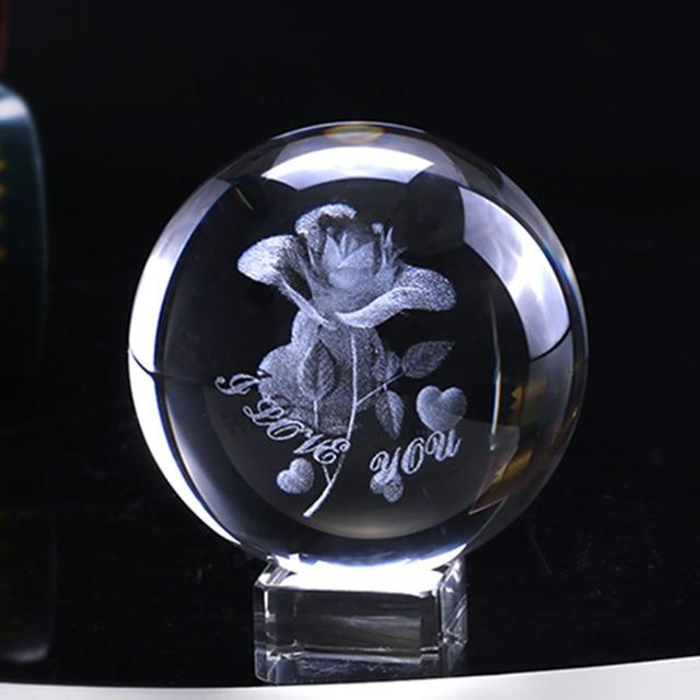 3D Rose Crystal Ball "I Love You" | Luvikno