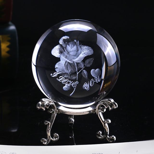 3D Rose Crystal Ball "I Love You" | Luvikno