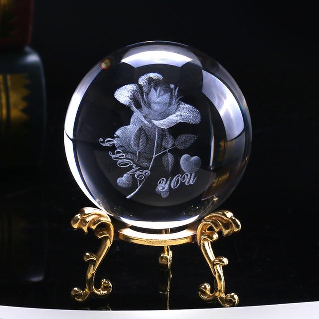 3D Rose Crystal Ball "I Love You" | Luvikno