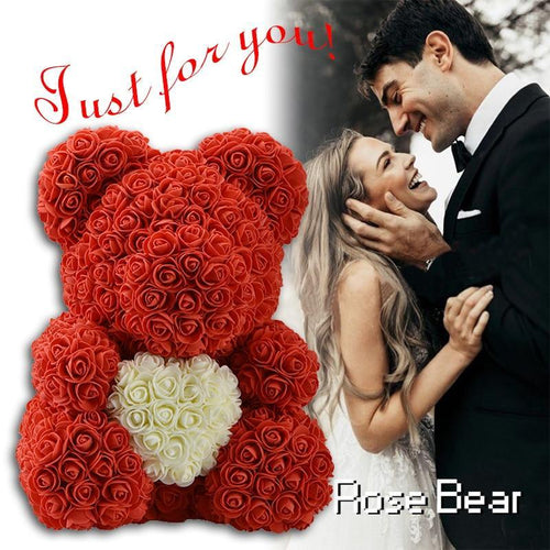 Rose Teddy Bear med Hjerte | Luvikno