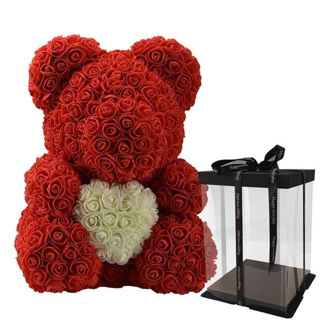 Rose Teddy Bear med Hjerte | Luvikno