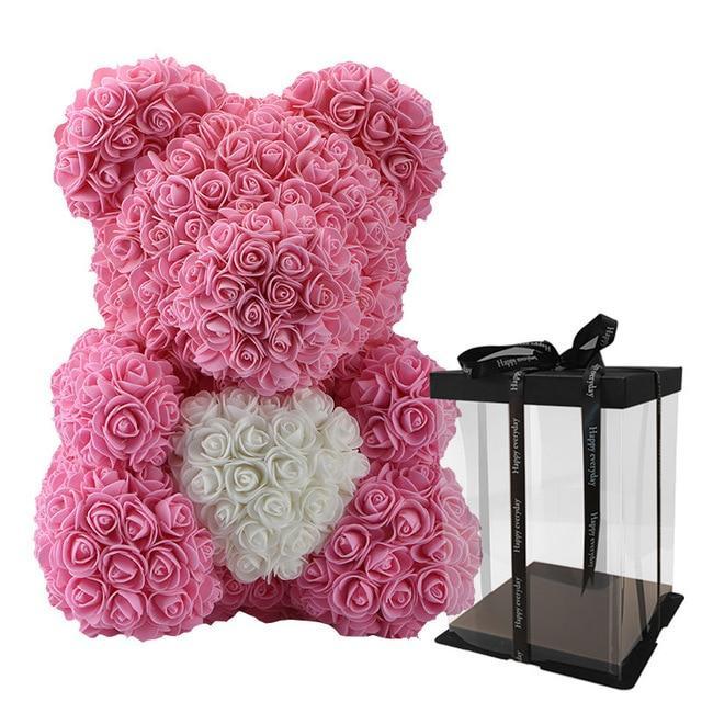 Rose Teddy Bear med Hjerte | Luvikno