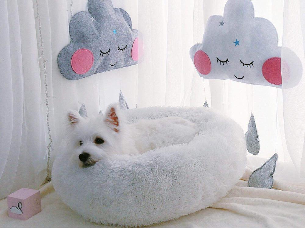 Mini - Rund P fluffy Plush Kattested | Luvikno