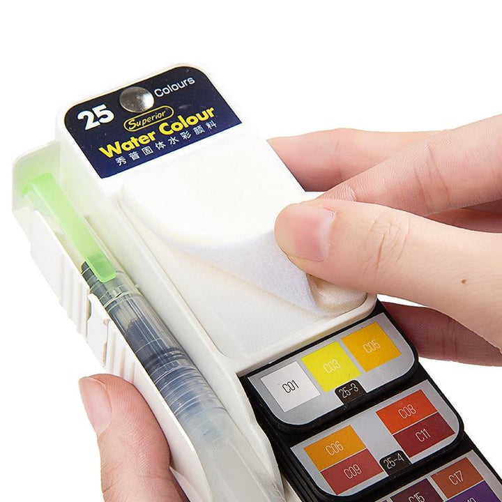 Vannfarge sett med vannpensel og pigment | Luvikno