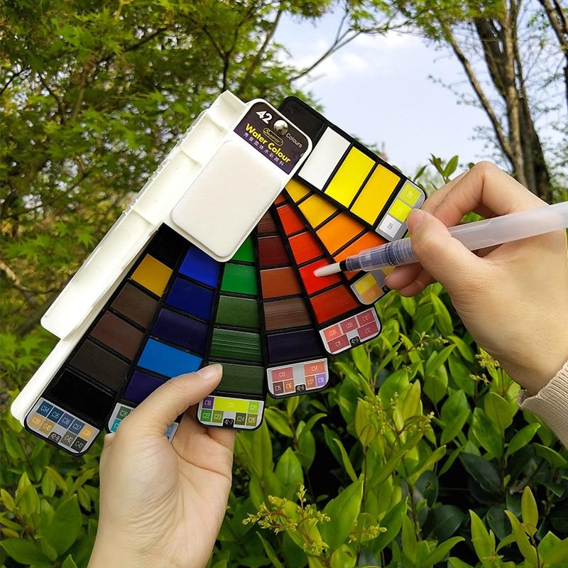 Vannfarge sett med vannpensel og pigment | Luvikno