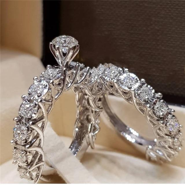Elegant Forlovelsesbryllup Ring Sett | Luvikno